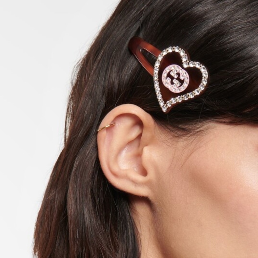 Authentic Gucci Hair Clip GG Heart